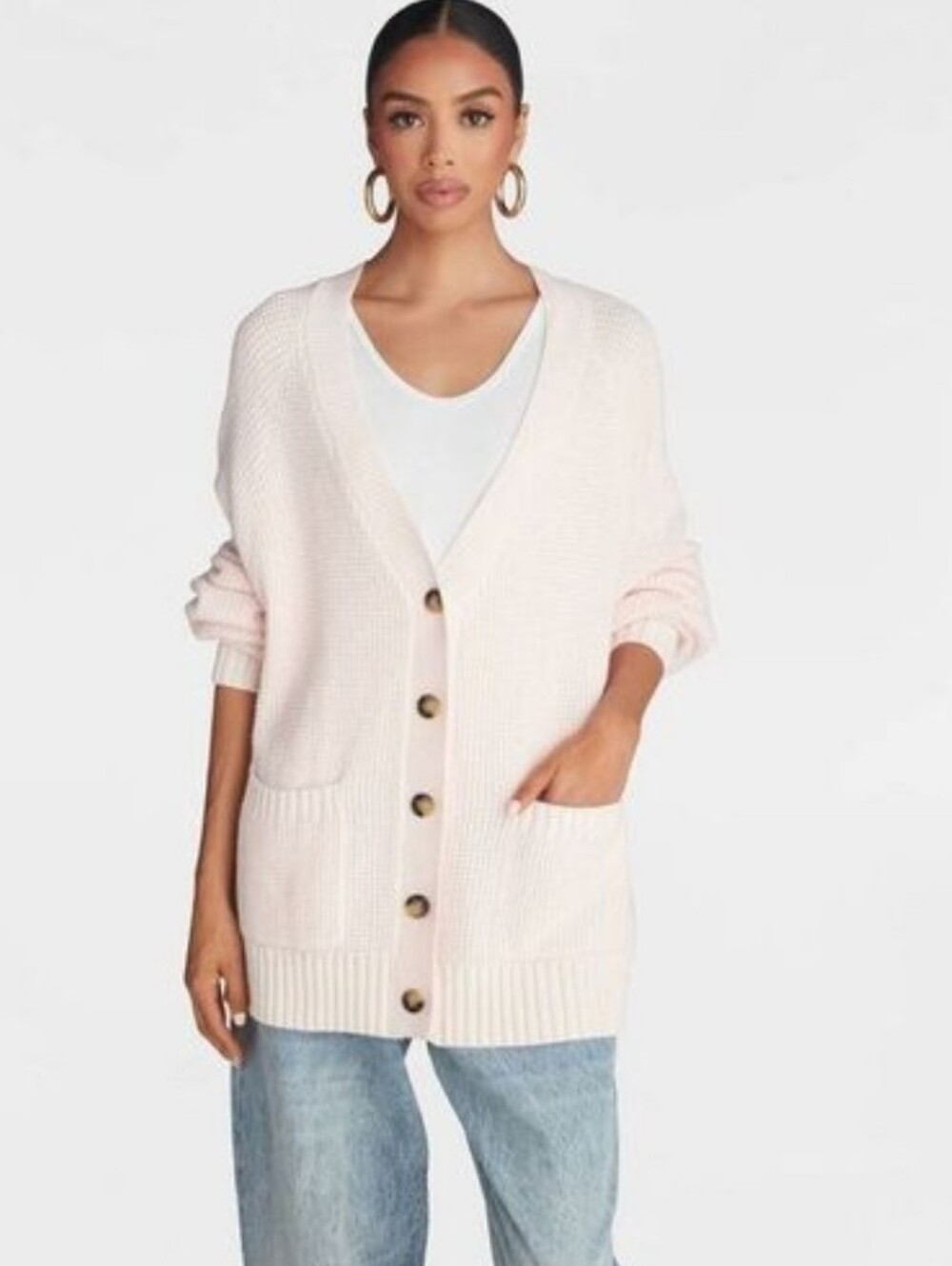 KBB by Kahlana кардиган Letterman, размер M, розовый, оверсайз, хлопок/шерсть, S